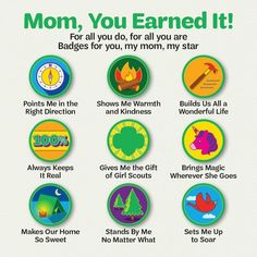 a poster with different types of badges for moms and dads to use on their shirts