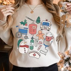 Nurse Stethoscope Christmas Shirt, Gift For Nurse, Stethoscope Tree Shirt, Healthcare Worker Shirt, Nurse Holiday Shirt, CNA Christmas Gift by MomentInDesign on Etsy Holiday Doodles, Nurse Fashion, Nurse Clothing, Nurse Stethoscope, Nursing Fashion, Nursing Student Gifts, Nurse Christmas, Nurse Sweatshirt, Gift For Nurse