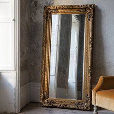 Camilla Wooden Floor Mirror, Large, Rectangular, Gold Finish French Style Mirrors, Mirror Full Length, Floor Length Mirror, Beveled Edge Mirror, Gold Framed Mirror, Salon Suites, Leaner Mirror, French Mirror, Elegant Mirrors