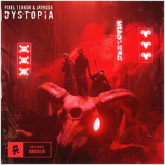 the cover art for pixell's upcoming album, jyststoia with two men standing in front of a demon