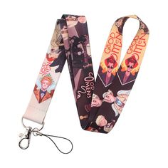 a lanyard with cartoon characters on it and a pair of scissors attached to the lanyard