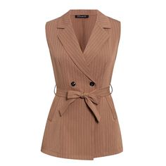 Sleeveless Blazer Vest, Vest Suit, Fly Outfit, Sleeveless Blazer, Coat With Belt, Belted Jacket, Belted Shorts, Sash Belt, Sleeveless Jacket