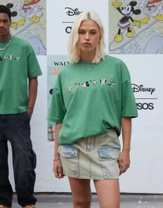 ASOS DESIGN Disney unisex oversized t-shirt with Mickey Mouse & Friends prints in washed green | ASOS Casual Oversized T-shirt With Character Print, Green Summer T-shirt With Character Print, Green Tops With Character Print For Spring, Disney Green Crew Neck T-shirt, Green Casual T-shirt With Cartoon Print, Green Disney Cotton T-shirt, Disney Green Tops With Character Print, Green Disney Character Print Top, Green Character Print Top For Streetwear