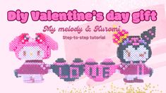 Watch this video to learn how to build this cute valentines day gift with Kuromi and my melody 💞💞💞 My Melody Black, Kuromi My Melody, Cute Valentines Day Gifts, Valentine's Day Diy, My Melody, Hama Beads, Valentines Diy