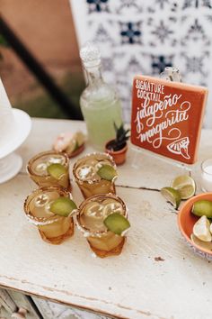 small desserts are arranged on a table