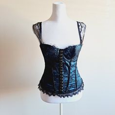 Excellent Condition Blue Evening Corset, Blue Corset Top, Blue Corset, Corset Top, Fashion Tops, Dream Wardrobe, Black Blue, Cool Outfits, Size 2