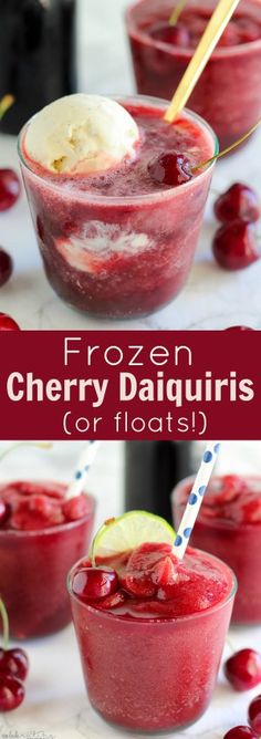 frozen cherry daiquires or floaties are the perfect way to enjoy fresh cherries