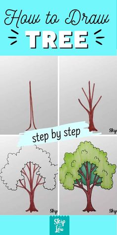 how to draw a tree step by step with pictures and instructions for beginner kids