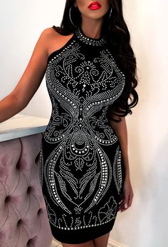 Get ready to glow in this Black Diamante Midi Dress from the party collection at Pink Boutique! Shop now with UK Next Day Delivery available. Halter Neck Midi Dress, Embellished Midi Dress, Slay All Day, Pink Boutique, Summer Styles, Pink Midi Dress, Going Out Dresses, Hot Dress, Boutique Shop