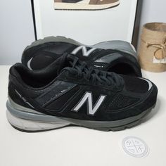 New Balance 990v5 Black Running Shoes Black Made In Usa W990bk5 Women’s Size 12 - D Width. Would Probably Fit A Size 10.5 Mens. Brand New. Original Box, But Missing Lid. Black High-top Running Shoes With Medium Fit, Classic Black Running Shoes With Air Cushioning, New Balance Black Running Shoes With Maximal Cushioning, New Balance Black Running Shoes With Cushioning, New Balance Black Walking Shoes For Streetwear, Classic Black High-top Running Shoes, New Balance Black Walking Shoes With Rubber Sole, Classic Black Running Shoes With Air Max Cushioning, Black New Balance Sneakers For Running Errands