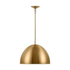 a gold pendant light hanging from the ceiling