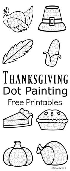 thanksgiving dot painting free printables for kids to color and use on the table