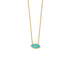 "14K Gold Enamel Evil Eye Necklace, Tiny Eye Necklace, Minimal Necklace, Good Luck Necklace 𝐏𝐑𝐎𝐃𝐔𝐂𝐓 𝐃𝐄𝐓𝐀𝐈𝐋𝐒 Made of 14K yellow gold and enamel Kt: k14 eye: 1 cm - 0.39 inches length: 40 cm - 15.7\" weight: 1.2gr The symbol and superstition of the evil eye is one of the strongest symbolic images in the world. The earliest known evidence for belief in the evil eye goes back to ancient Greece and Rome. t is suppose to wear off evil to anyone who wears it and various cultures believe i Yellow Gold Enamel Round Pendant Charm Necklace, Round Enamel Necklace With Adjustable Chain, Gold Enamel Round Pendant Necklace, Gold Enamel Necklace With Delicate Chain, Yellow Gold Enamel Necklace For Gift, Dainty Yellow Gold Enamel Necklace, Gold Enamel Necklace With Adjustable Chain, Luck Necklace, Turquoise Eyes