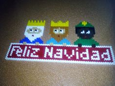 the three wise men are depicted in this beaded name tag that says, beliven gila