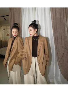 Khaki Suit Jacket Women's New Korean Fashion Oversize Design Casual All Match Fashion Blazer Mujer Office Lady Coat Lady Coat, Khaki Suit, Matches Fashion, Blazer Fashion, Office Lady, Office Ladies, Military Jacket, Duster Coat, Coats For Women