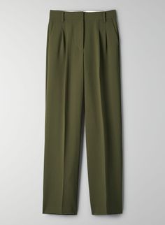 HAZE PANT - High-waisted, pleated wide leg trouser Olive Work Pants, Everlane Way High Drape Pant, Flatlay Pants, Minimal Business Casual, Effortless Pant, Capsule Wardrobe Planning, Crepe Trousers, Wardrobe Planning, Fashion Aesthetics