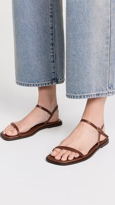 Reformation Lake Flat Sandals | Shopbop Save Earth, Leather Buckle, Holiday Outfits, Types Of Shoes, Flat Sandals, Ankle Strap, Rubber Sole, Brazil, Shoes Sandals