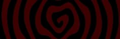 a red and black striped background with an abstract design in the center that looks like a spiral