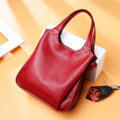 Buy Red Leather Hobo Bags Shoulder Handbags for Office Lady Worldwide Free shipping and return, color: Red , material: Genuine Leather Handbags Big, Large Leather Handbags, Winter Handbags, Leather Hobo Bags, Hand Bags For Women, Soft Leather Tote, Female Shoulder, Cowhide Bag, Lv Bags