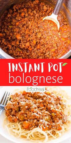 instant pot bolognesee is an easy and delicious dinner that's ready to be eaten