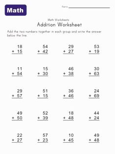 addition worksheet with two digit numbers and the same number in each group write the answer below