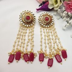 Handmade Indian Party Wear Earrings Wedding jewelry Pakistani Bollywood Jewelry Earrings indian jewellery Length:4.2"Inches Approx  Traditional Indian Wedding Jewellery Slight Colour variations possible due to difference in screen and photograph  It is a perfect match with formal attire on special occasions or with casual wearing Care instructions Keep Jewellery away from direct heat, water, perfumes, deodorants and other strong chemicals as they may react with the metal or plating. The plating Kundan Danglers For Reception And Festivals, Kundan Danglers For Receptions And Festivals, Traditional Bridal Earrings With Dangling Beads For Party, Festival Meenakari Danglers For Reception, Traditional Bridal Earrings With Dangling Beads, Bollywood Danglers For Reception And Festivals, Bollywood Danglers For Festivals And Reception, Party Kundan Danglers With Dangling Beads, Traditional Dangling Beads Earrings For Reception