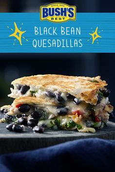 black bean quesadillas are stacked on top of each other