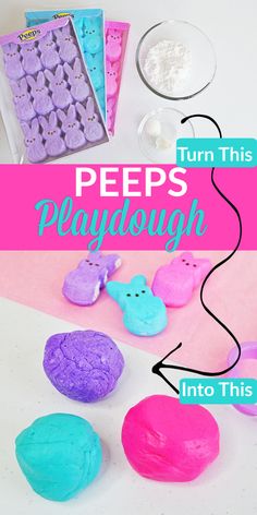 peeps play dough is shown with instructions to make them look like they're ready for