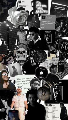 a collage of black and white images