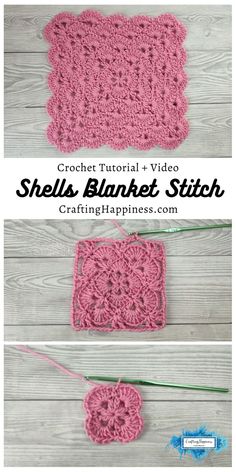 crochet video shows how to make a blanket with the shells blanket stitchs