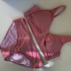 Nwt Red/White Stripe Bikini By Sea Level Swim, Sz 10 Purchased From Nordstrom. Never Worn Red Lined Swimwear For Beach Season, Lined Red Swimwear For Beach Season, Red Lined Swimwear For Vacation, Red Lined Swimwear For Spring, Lined Red Swimwear For Spring, Red Lined Stretch Swimwear, Red Lined Swimwear For Summer, Blue Bathing Suit, Candy Pants