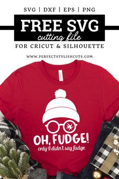 a red shirt that says free svg cutting files for cricut and silhouette