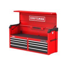 a red craftsman's toolbox with two drawers