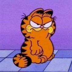 a cartoon cat sitting on the ground with its eyes closed