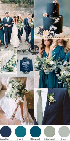 the color scheme is blue and green, with white flowers on it's bouquet