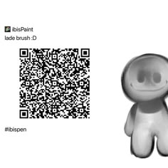 a qr - code is shown next to an image of a small person with a smile on his face