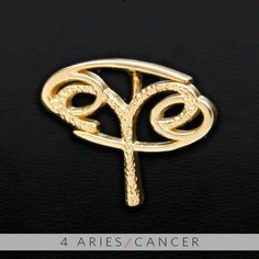 an image of a brooch with the word oes on it's side