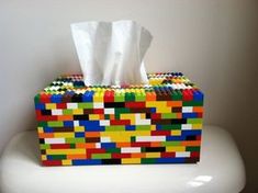 a tissue box made out of lego blocks