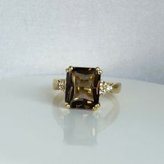 Smoky Quartz Ring Genuine Gemstone Gold Ring Statement Ring Engagement Ring Rectangle Ring Cocktail Ring - Etsy Formal Rectangular Emerald Ring With Center Stone, Formal Diamond Ring With Prong Setting And Rectangle Stone, Formal Rectangular Fine Jewelry Gemstones, Fine Jewelry Rectangular Diamond Ring For Formal Occasions, Formal Rings With Rectangular Center Stone, Rectangular Sapphire Ring With Accent Stones For Formal Occasions, Formal Ring With Rectangular Center Stone, Formal Emerald Ring With Rectangular Stone, Formal Diamond Ring With Rectangular Center Stone