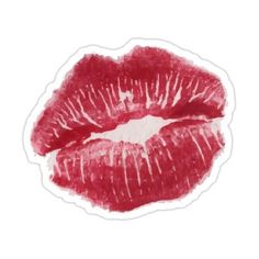 a red lipstick sticker on a white background