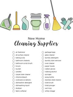 the new home cleaning supplies list