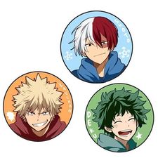 three anime avatars with different hair colors and hairstyles, one is red, the other is green