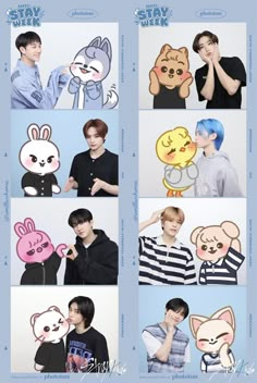 the members of btop are posing for pictures together, with their faces drawn on them