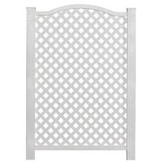 a white trellis style headboard on a white background