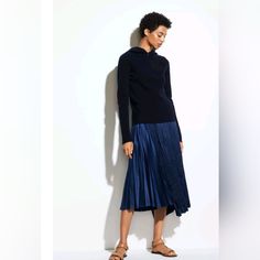 Vince Mixed Pleat Wrap Midi Skirt In Blue Size S Nwt Mixed Pleat Wrap Midi Skirt In Blue Playing With Texture And Technique, This Faux-Wrap Skirt Creates Layers Of Dimension With Mixed, Asymmetrical Panels Swaying With Accordion And Plisse Pleats. Style Name: Vince Mixed Pleat Wrap Midi Skirt Polyester Nwt Elegant Blue Skirt For Fall, Blue Midi Length Pleated Skirt For Workwear, Winter Blue Pleated Skirt, Blue Fitted Pleated Skirt For Fall, Fitted Blue Pleated Skirt For Fall, Blue Lined Pleated Skirt For Fall, Blue Workwear Skirt For Fall, Blue Skirt For Workwear In Fall, Blue Skirt For Workwear In Winter