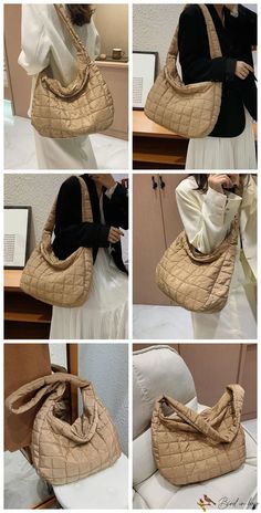 BirdinBag – Padded Shoulder Bag: Versatile, Spacious, Quilted. Ideal for Women on the go. – Bird in Bag Quilted Beige Shoulder Bag For Travel, Beige Quilted Shoulder Bag For Travel, Everyday Quilted Brown Shoulder Bag, Versatile Quilted Beige Bag, Everyday Beige Quilted Bags, Everyday Brown Quilted Shoulder Bag, Casual Brown Quilted Bag, Everyday Quilted Hobo Shoulder Bag, Quilted Shoulder Bag For Everyday Use