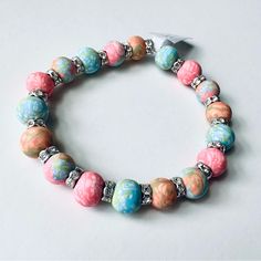 Vivabeads Chunky Handmade Beads Stretch Bracelet Nwt Each Viva Bead Is Made From A Technique Called Caning Polymer Clay And Low Temperature Baked, Before Strung Into Jewelry Creations. Each And Every Viva Bead Is Truly A Work Of Art To Treasure! Nickel Free & Lead Free, Silver-Plated. Multicolor Faceted Oval Beads Bracelets, Multicolor Bracelets With Faceted Oval Beads, Colorful Stretch Bracelet With Large Round Beads, Disney Charm Bracelet, Boho Cuff Bracelet, Purple Beaded Bracelets, Chunky Gold Chain, David Yurman Bracelet, Black Onyx Bracelet