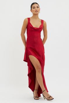 Shop the Ellianna Lace-Up Back Maxi Dress Red | Selfie Leslie Open Skirt, Red Selfie, Work Holiday Party, Maxi Dress Red, Prom Inspo, Red Maxi Dress, Selfie Leslie, Yellow Bridesmaid Dresses, Yellow Bridesmaids