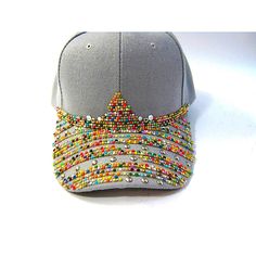 New Unworn- Handmade -Hand Beaded Classic Structured Style Soft Dove Gray Cap With A Bunch Of Fantastic Sparkle And Shine Studded With Soft Pastel Beads And Crystals This Is A Nice Quality Cap With Six Solid Panel Construction To Enhance Durability, Adjustable Velcro Closure And Padded Interior Band. Not For Shy Gals! Handmade Caps- Not From China Bennies Hats, Beaded Hats, Fleece Headbands, Gray Fashion, Pastel Beads, Gray Cap, Beaded Hat, Crochet Beanie Hat, Embroidered Cap