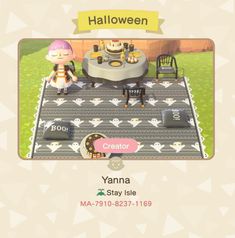 an animal crossing character is sitting at a table with food on it and the caption reads, halloween creator